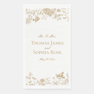 Gold Toile De Jouy Vintage Blumige Hochzeit Serviette