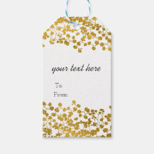 Gold-Ton-Babys Atem weiße elegante Blumen Geschenkanhänger