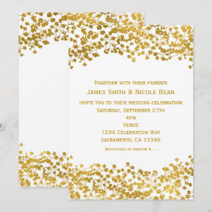 Gold-Ton-Babys-Breath-weiße-elegante Einladungen