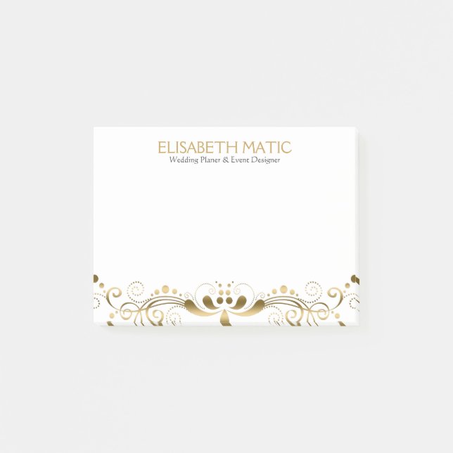 Gold Tone Floral Lace Post-it Klebezettel (Vorderseite)