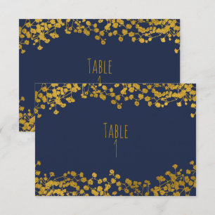 Gold Tone Gipskraut Blau Elegante Tischnummer