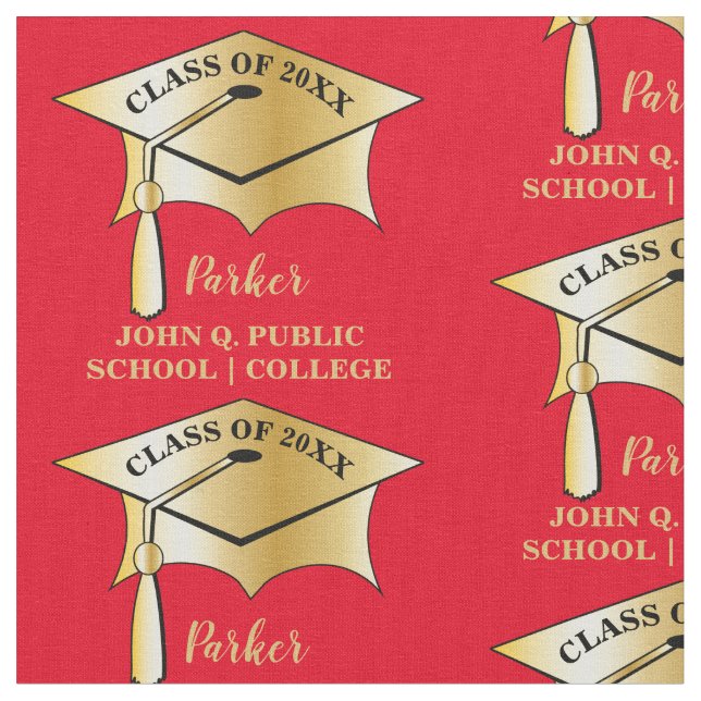Gold Tone Graduation Cap Name Class Year School Stoff (Nahaufnahme)