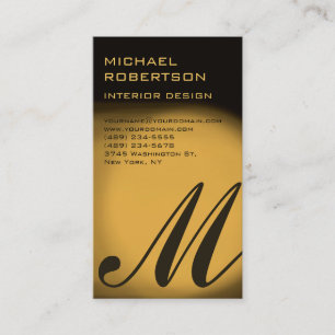 Gold Tone Monogram Interior Designer Business Card Visitenkarte