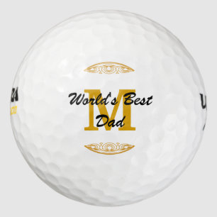 Gold Tone Monogram Scrollwork Welten Bester Vater Golfball