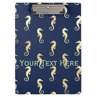 Gold Tone Seahorses over Navy Blue Klemmbrett