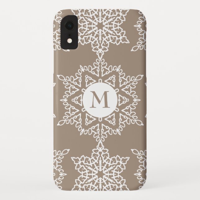 Gold Tone Snowflakes Weihnachtsmonogramm Case-Mate iPhone Hülle (Rückseite)