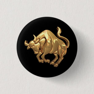 Gold Tone Taurus Zodiac Sign Bull Symbol Button