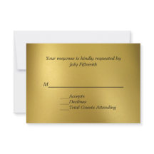 Gold Tone Wedding RSVP Card