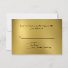 Gold Tone Wedding RSVP Card