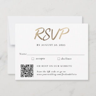 Gold Traditionelle und QR Code Hochzeit RSVP Karte