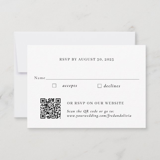 Gold Traditionelle und QR Code Hochzeit RSVP Karte (Vorderseite)