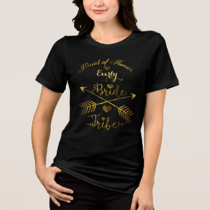 Gold Trauzeugin Bride Tribe Handschrift Tri-Blend Shirt