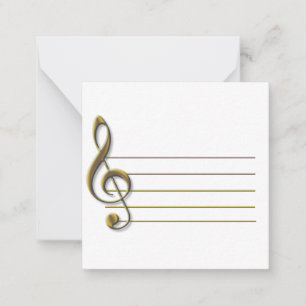 Gold Treble Clef Blank Notecard Mitteilungskarte