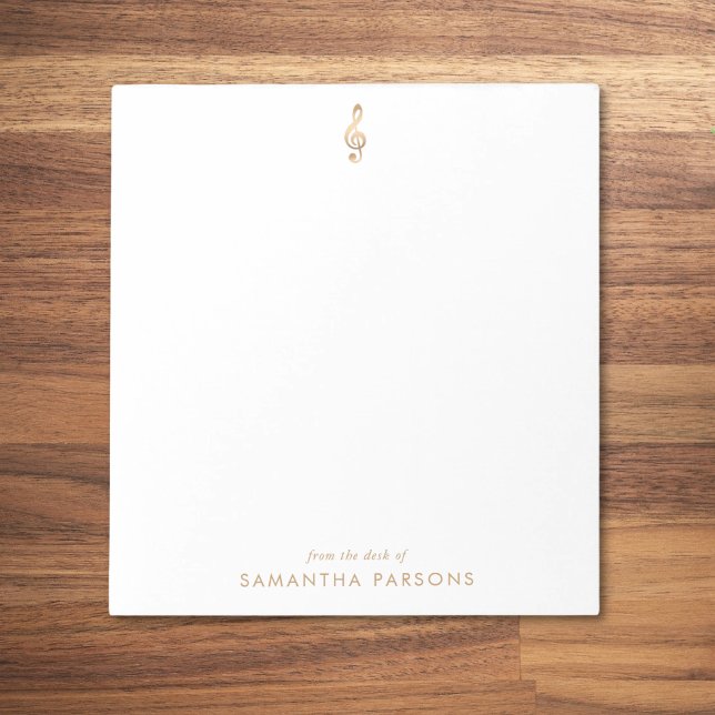 Gold Treble Clef Einfache Elegante Musiklehrer Notizblock (Von Creator hochgeladen)
