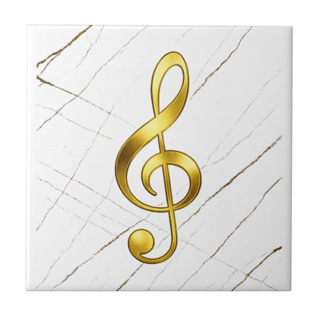 Gold Treble Clef Marble Home Decor Fliese (Vorderseite)