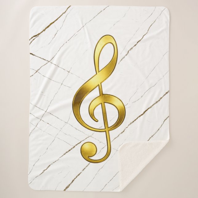 Gold Treble Clef Marble Home Decor Sherpadecke (Vorderseite)