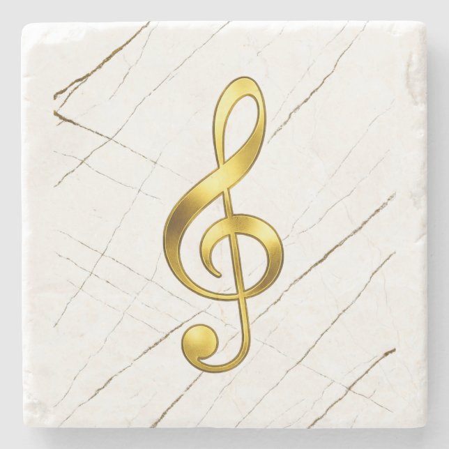 Gold Treble Clef Marble Home Decor Steinuntersetzer (Vorderseite)