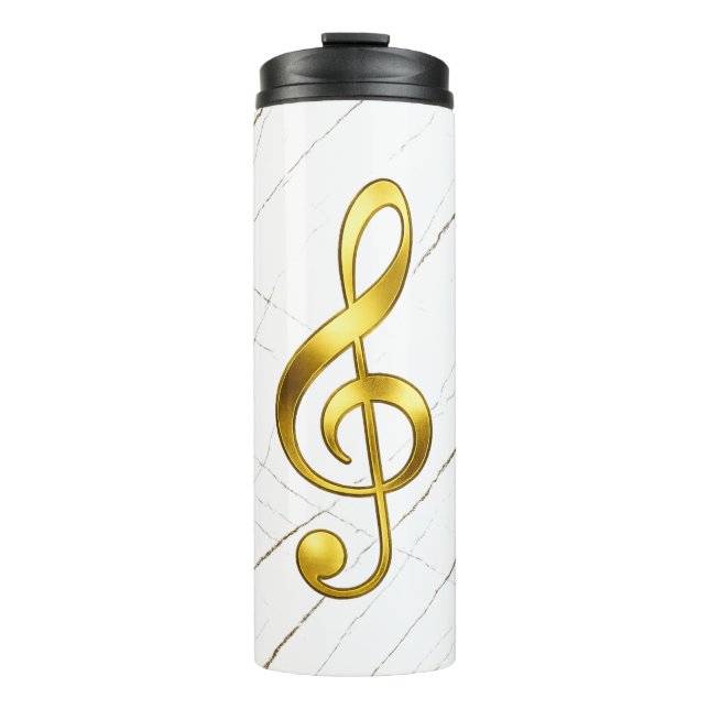 Gold Treble Clef Marble Home Decor Thermosbecher (Vorderseite)