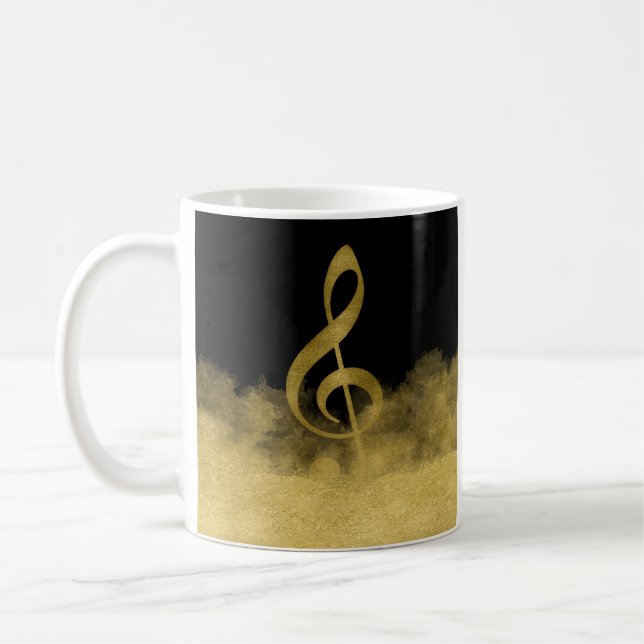 Gold Treble Clef Music Cloud Kaffeetasse (Links)