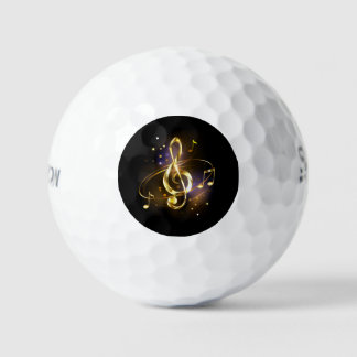 Gold Treble Clef Music Golfball