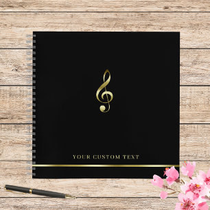 Gold Treble Clef Music Office Lehrer Elegant Notizbuch
