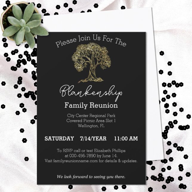 Gold Tree Artwork Single Day Family Wiedersehen Pa Einladung (Von Creator hochgeladen)