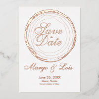 Gold Tree Log Save the Date gepresst