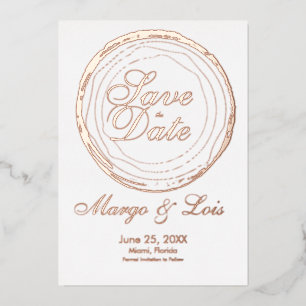 Gold Tree Log Save the Date gepresst Folieneinladung