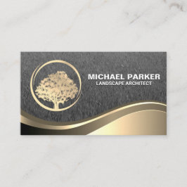 Gold Tree Logo | Gold Metallic Wave Business Card Visitenkarte