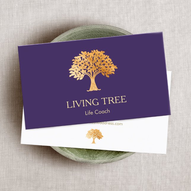 Gold Tree Logo Life Coach Health and Wellness Bu Visitenkarte (Von Creator hochgeladen)