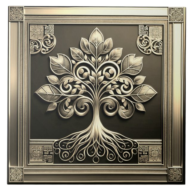 Gold Tree of Life Fliese (Vorderseite)