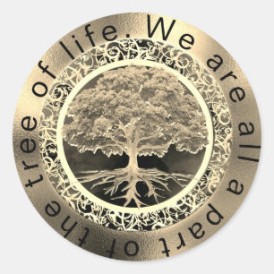 Gold Tree of Life Runder Aufkleber