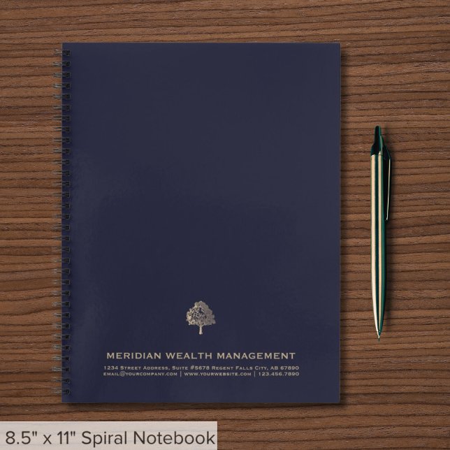 Gold Tree on Navy Blue Financial Planner Notebook Notizbuch (Von Creator hochgeladen)