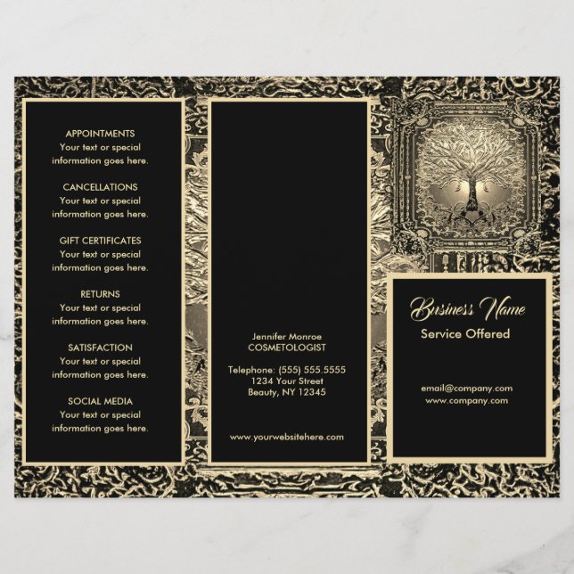 Gold Tree und Black Menu & Pricing Flyer (Vorne)