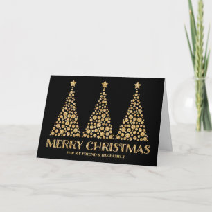 Gold Trees Friend & Family Frohe Weihnachten Karte