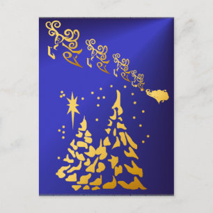 Gold Trees und Santas Rentier Postkarte
