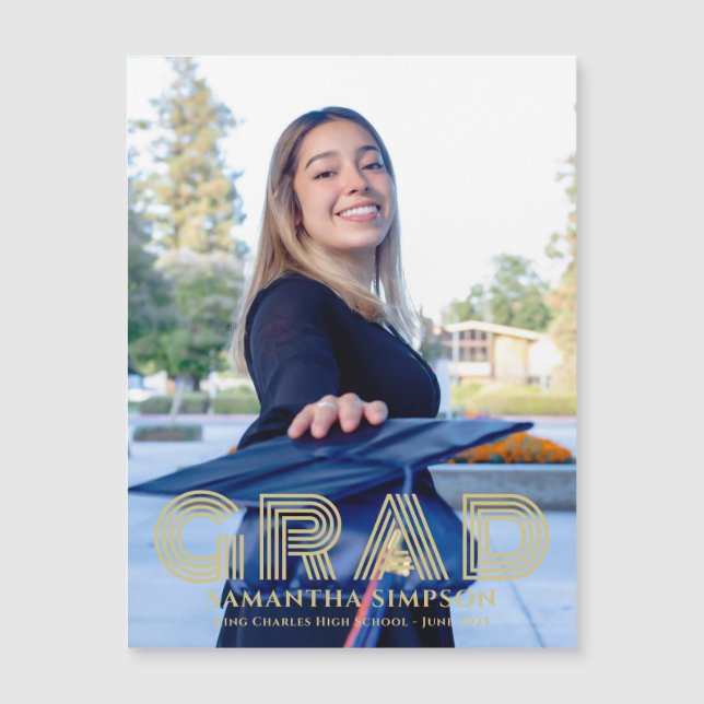 Gold Trendy Abschluss Ankündigung Magnetkarte (Vorderseite)