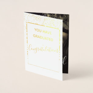 Gold Trendy Script Congratulation Foto Abschluss Folienkarte