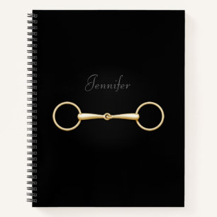 Gold Trensengebiss Elegantes Personalisiertes Reit Notizbuch