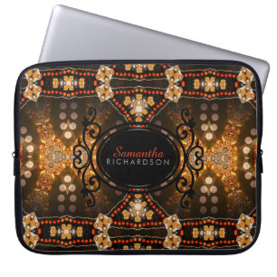Gold Tribal Batik Individuelle Name Laptop Sleeve