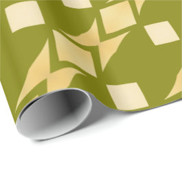 Gold Tribal Diamonds Diagonal Streifen Olive Green Geschenkpapier
