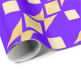 Gold Tribal Diamonds Diagonal Stripes Royal Lila Geschenkpapier