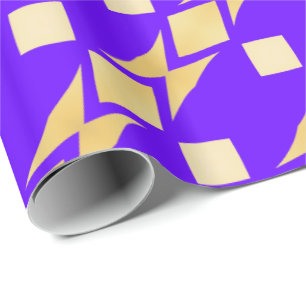 Gold Tribal Diamonds Diagonal Stripes Royal Lila Geschenkpapier