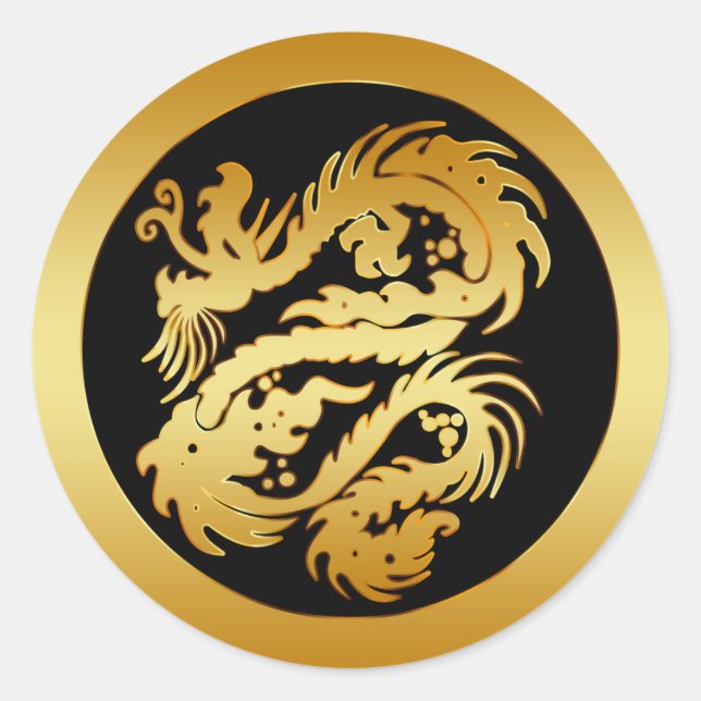 GOLD TRIBAL DRAGON RUNDER AUFKLEBER (Vorderseite)