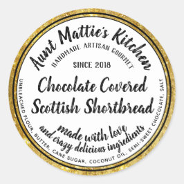 Gold Trim Artisan Gourmet Zutaten Lebensmitteletik Runder Aufkleber