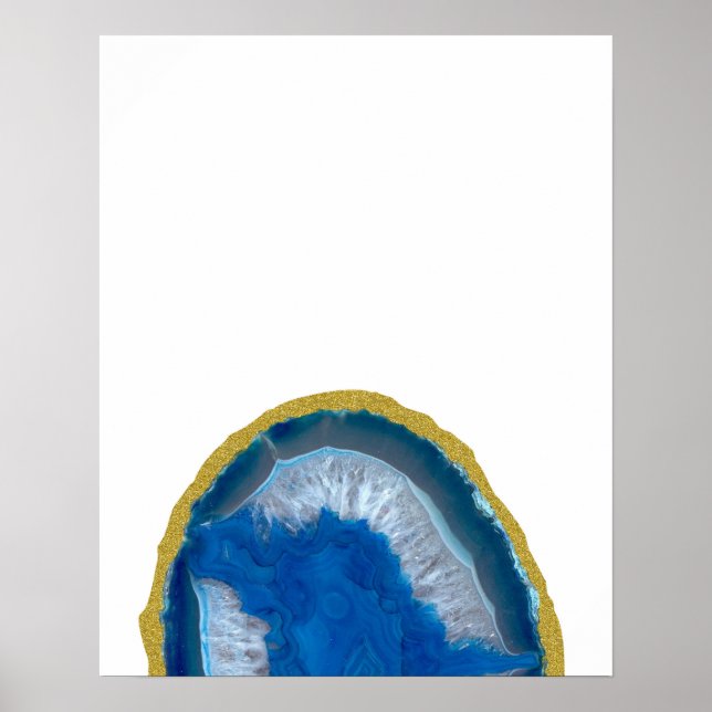Gold Trim Blue Geode Poster (Vorne)