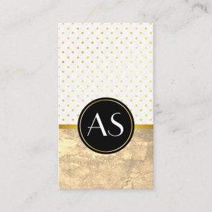 Gold Trim und Polka Dots / Classic Monogram Visitenkarte
