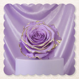 Gold Trimmte Lila Rose Lavender Untersetzer Set