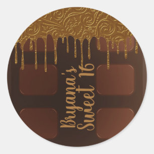 Gold Tropfen Chocolate Candy Bar Sweet 16 Party Runder Aufkleber