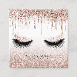 Gold Tropfen Lashes Beauty Makeup Girl Lash Quadratische Visitenkarte